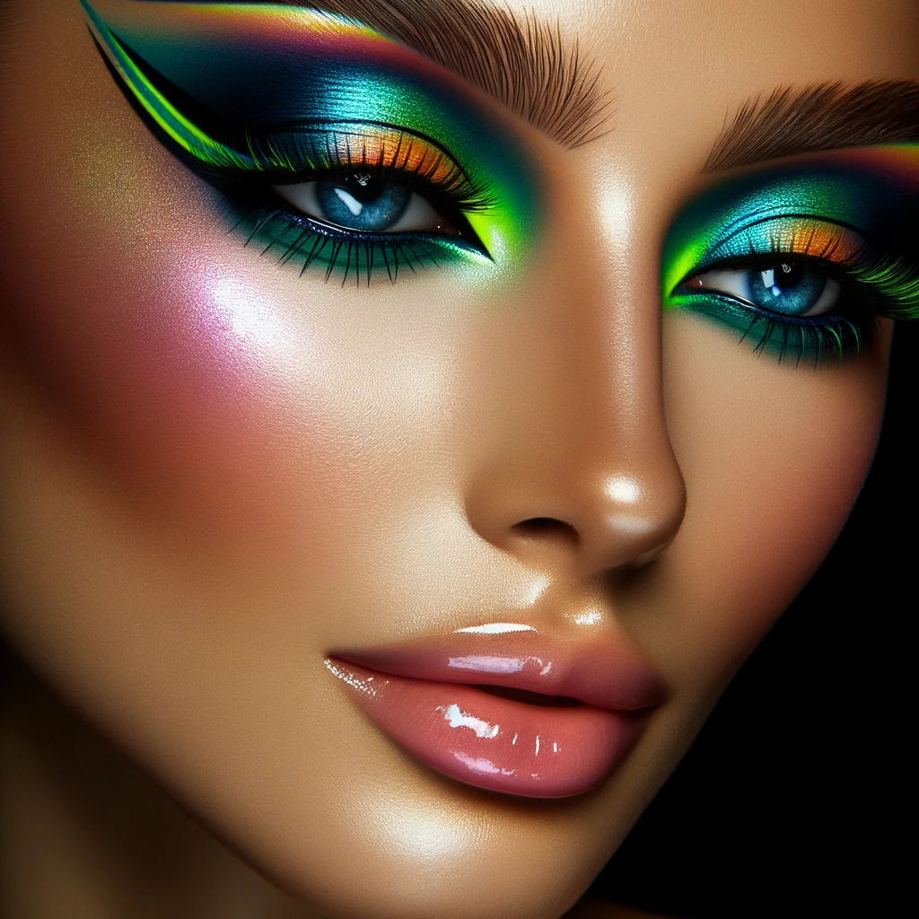 Maquillaje con colores vibrantes y audaces